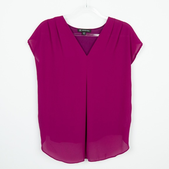 INC International Concepts V-Neck Pleated Blouse Berry Purple Size XS - Picture 1 of 8